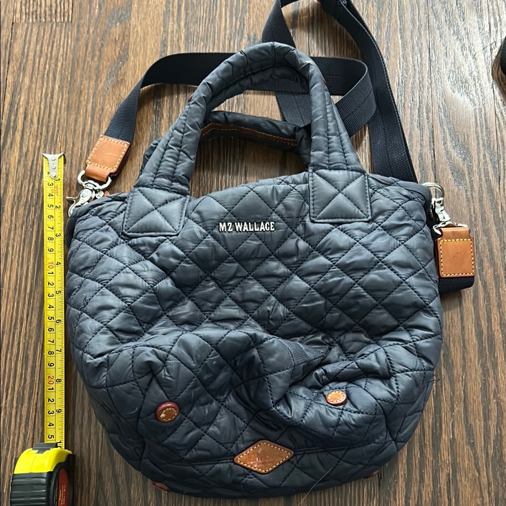 MZ Wallace Blue and Silver Quilted Shoulder Bag